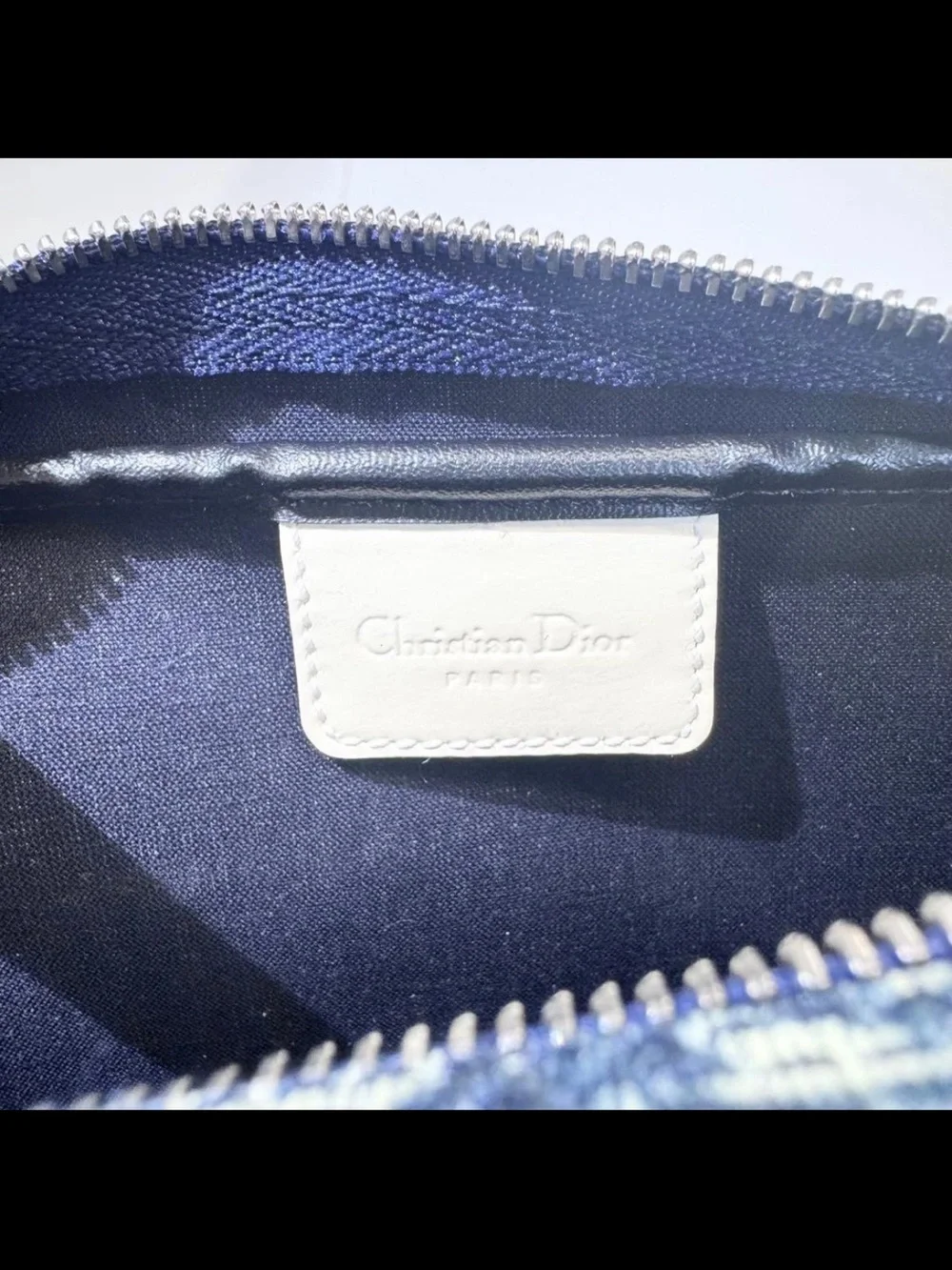 Dior Navy and White Logo Cosmetic Pouch